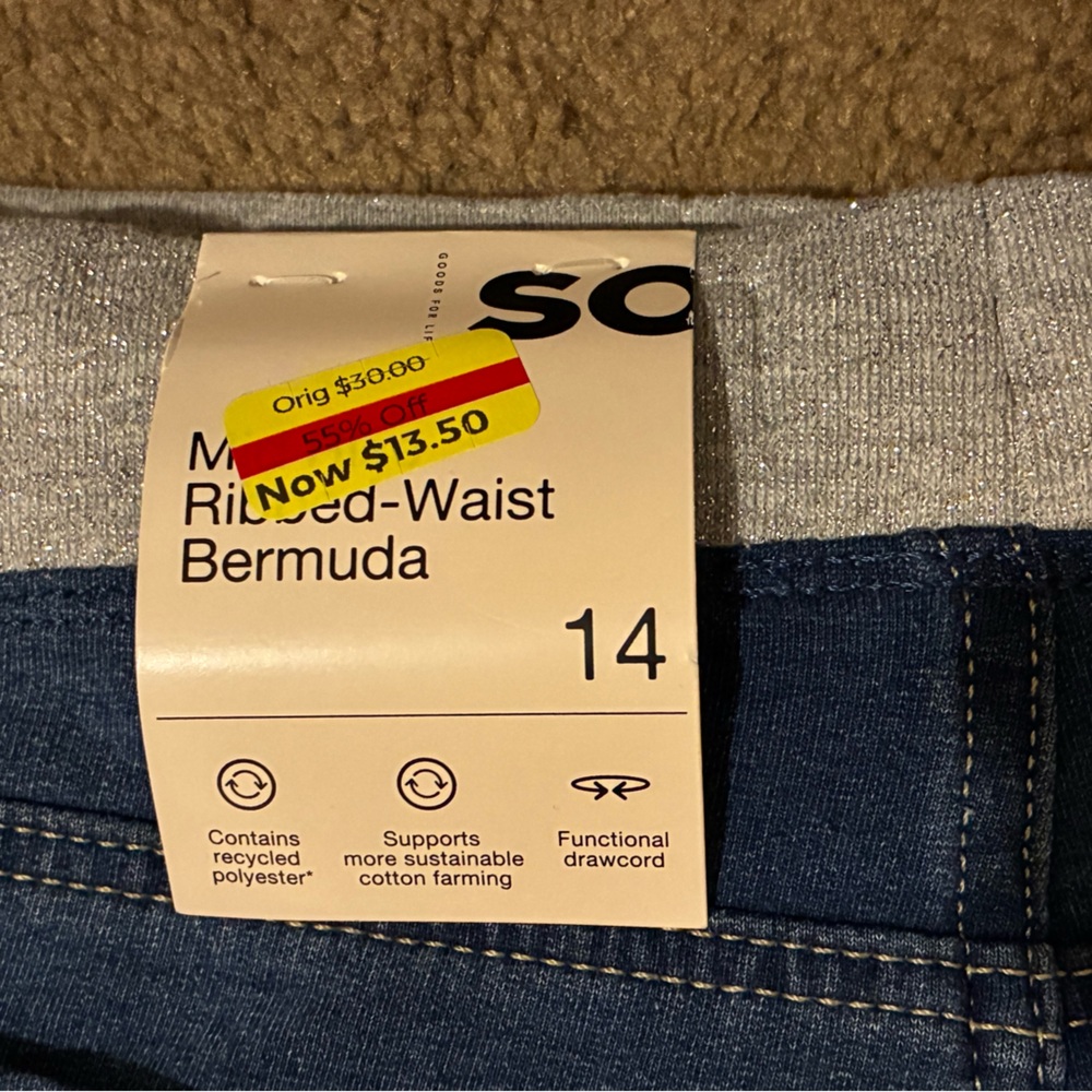 SO brand Mid rise Rib waist Big Girls Bermuda Shorts - Picture 4 of 6